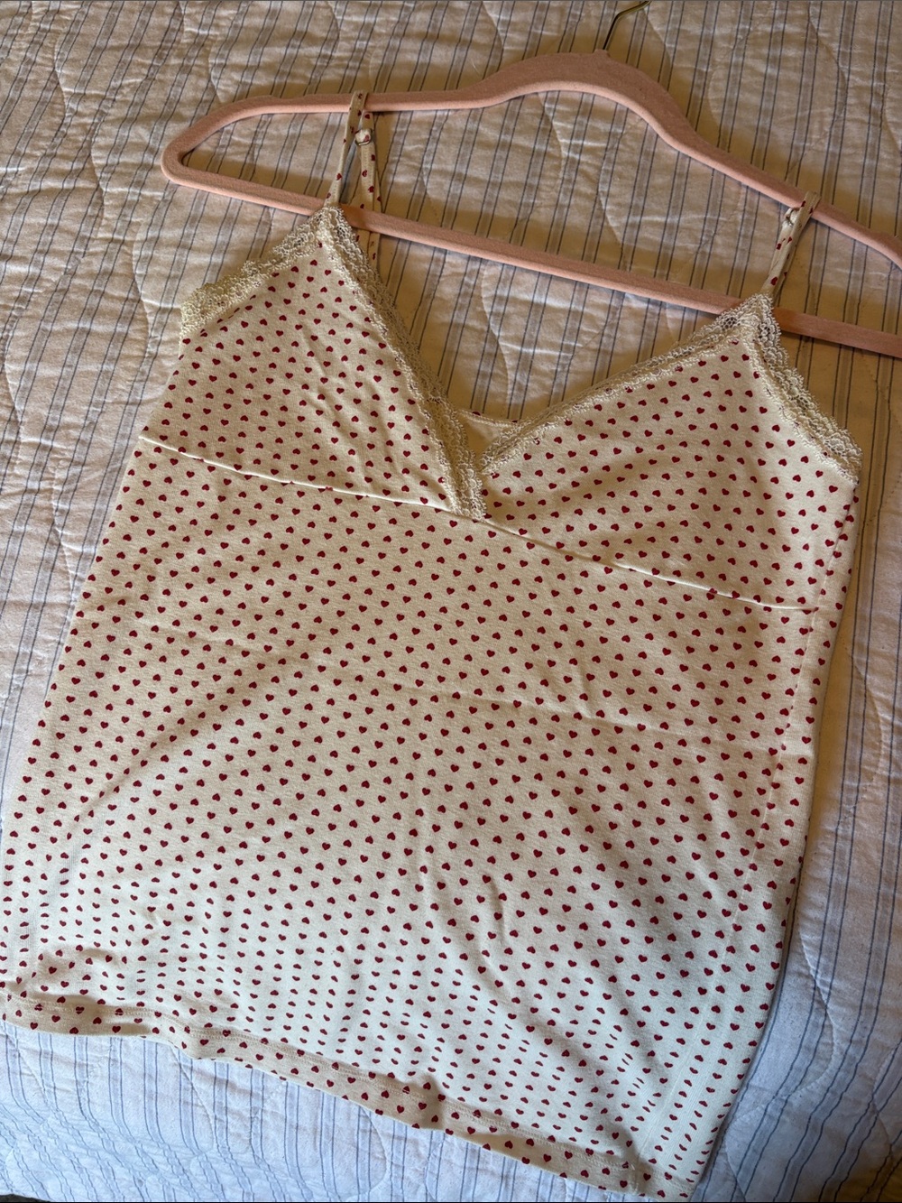Brandy Melville Cream Top with Red Dot Trim